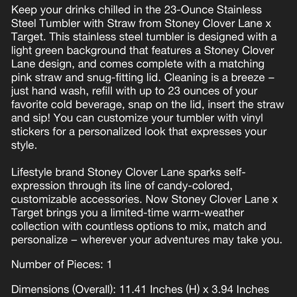 Preppy STONEY CLOVER LANE Teal Green Stainless Steel Tumbler Heart straw - Picture 13 of 13